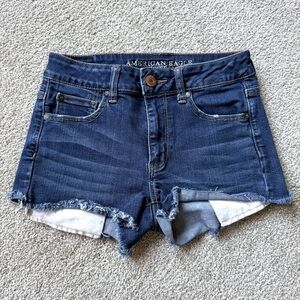 American Eagle 🦅 outfitters AEO denim hi-rise shortie shorts size 4